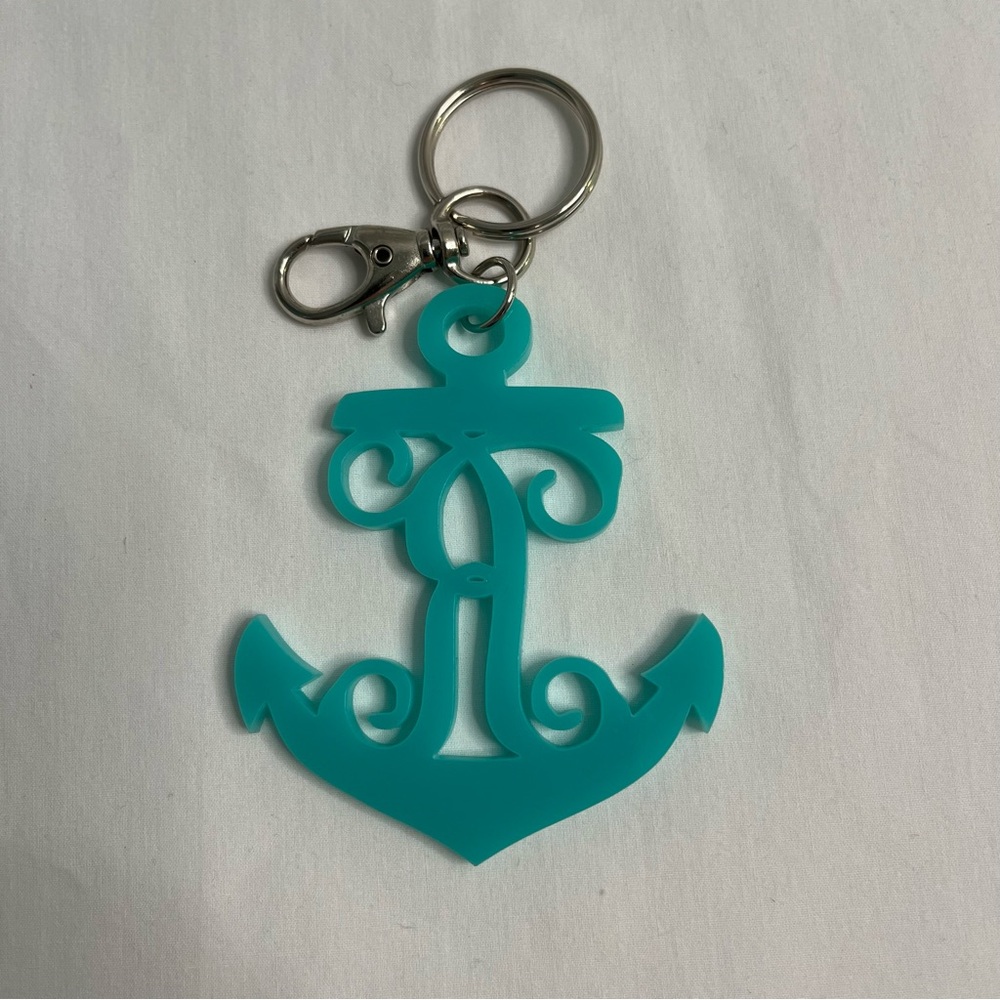 Turquoise Anchor Key chain with he Initial “R” - Picture 3 of 3